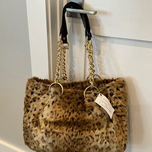 Glenda Gies- Millie-NEW! Chain Shoulder bag-Golden Faux Cheetah Fur-Retired